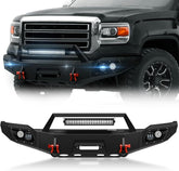 Pickup Truck Best Aftermarket Bumpers for 2014 2015 GMC Sierra 1500 Off-Road Bumper Equipped with 5 x LED Lights | Yzona
